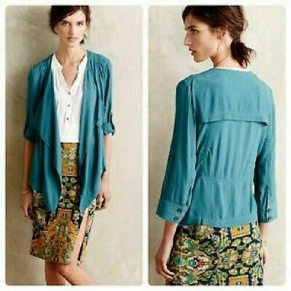 Anthropologie Teal Cardigan/Blazer